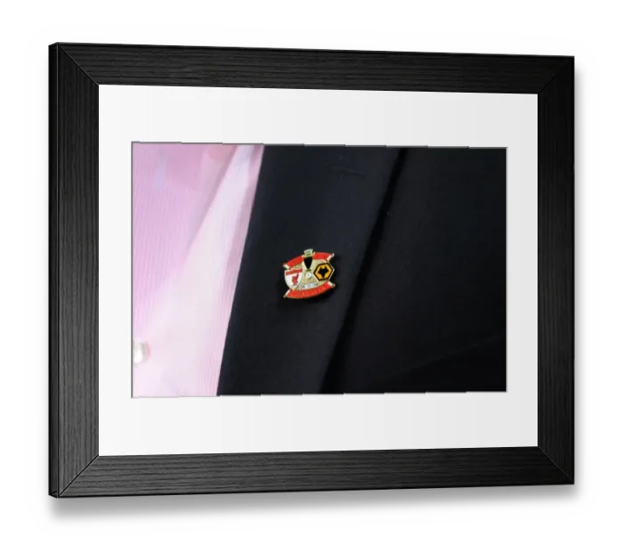 Framed Print : Steve Morgan's Premier League Showdown: Wolverhampton Wanderers vs Liverpool - Owner's Pin Badge