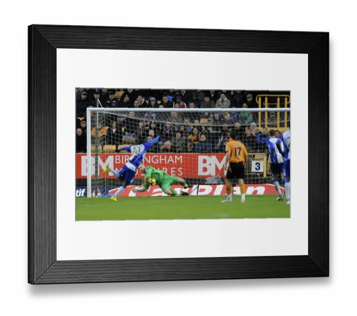 Framed Print : Marcus Hahnemann Saves Penalty from Hugo Rodallega: Dramatic Moment in Wolves vs. Wigan Athletic, Premier League