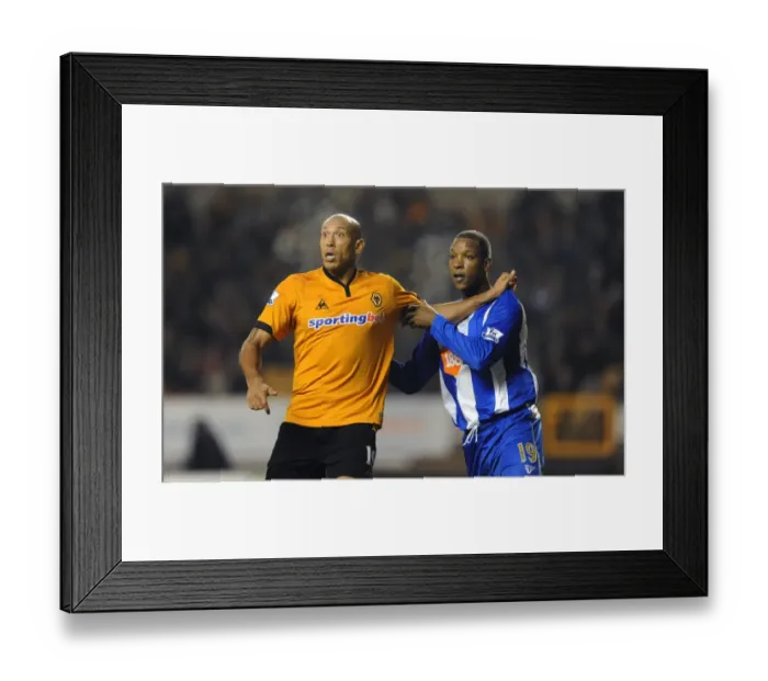 Framed Print : Clash of Titans: Iwelumo vs Bramble in the Barclays Premier League - Wolverhampton Wanderers vs Wigan Athletic