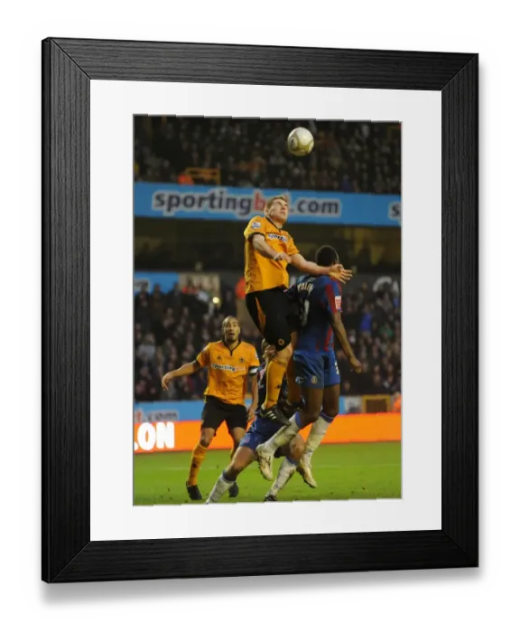 Framed Print : Wolverhampton Wanderers Sam Vokes Leaps for Glory: FA Cup Triumph over Crystal Palace