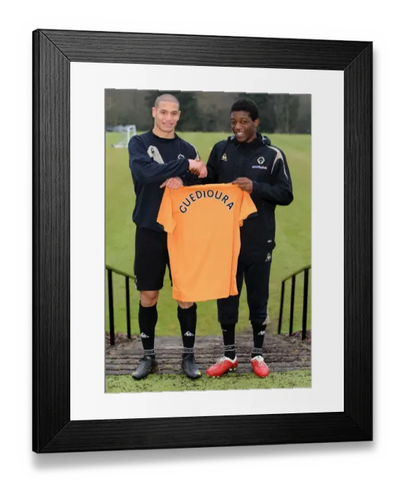 Framed Print : Wolverhampton Wanderers: New Arrivals Guedioura and Mujangi Bia in Training, Barclays Premier League Framed Print : Wolverhampton Wanderers: New Arrivals Guedioura and Mujangi Bia in Training, Barclays Premier League