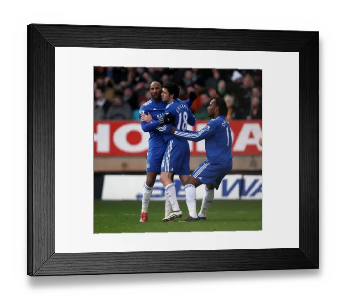 Framed Print : Chelsea's Zhirkov Scores the Opener: Anelka and Drogba's Emotional Celebration (Wolverhampton Wanderers 0-1 Chelsea) Framed Print : Chelsea's Zhirkov Scores the Opener: Anelka and Drogba's Emotional Celebration (Wolverhampton Wanderers 0-1 Chelsea)