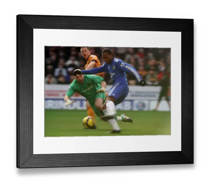 Framed Print : Didier Drogba's Striking Goal: Wolverhampton Wanderers 0-2 Chelsea