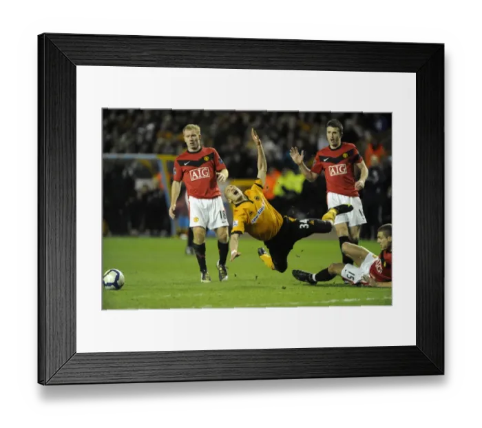 Framed Print : Intense Barclays Premier League Clash: Guedioura Fouls Vidic (Wolverhampton Wanderers vs Manchester United, 2010) Framed Print : Intense Barclays Premier League Clash: Guedioura Fouls Vidic (Wolverhampton Wanderers vs Manchester United, 2010)