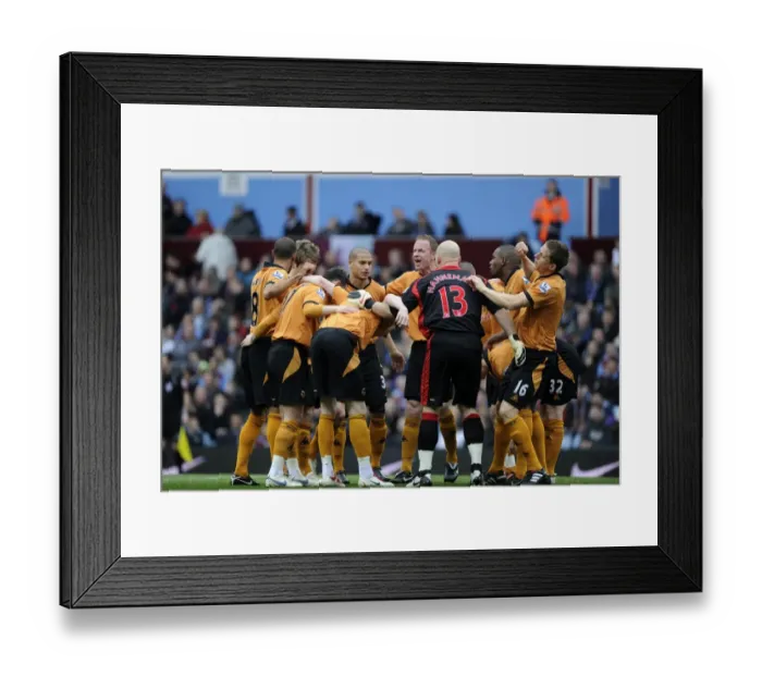 Framed Print : Wolverhampton Wanderers: United in Focus - Pre-Match Huddle (Aston Villa vs. Wolves, Premier League) Framed Print : Wolverhampton Wanderers: United in Focus - Pre-Match Huddle (Aston Villa vs. Wolves, Premier League)