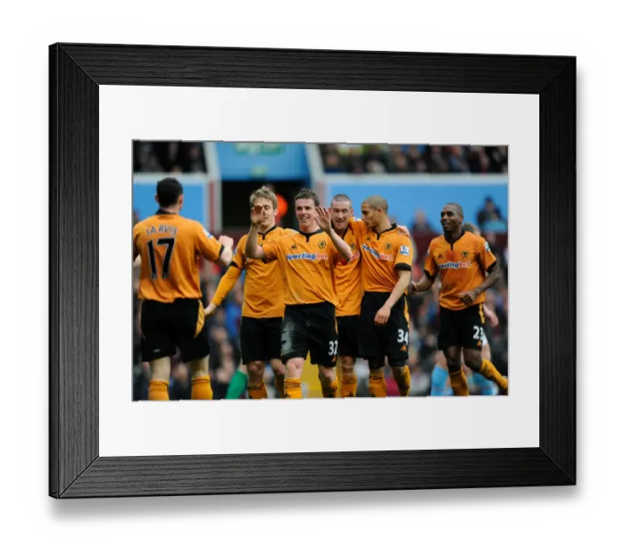 Framed Print : Wolverhampton Wanderers: Celebrating an Own Goal by Aston Villa in Barclays Premier League (1-2) Framed Print : Wolverhampton Wanderers: Celebrating an Own Goal by Aston Villa in Barclays Premier League (1-2)