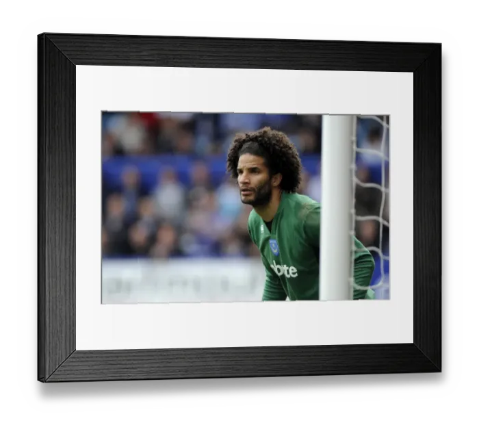 Framed Print : A Battle in the Barclays Premier League: Wolverhampton Wanderers vs Portsmouth - Focus on David James
