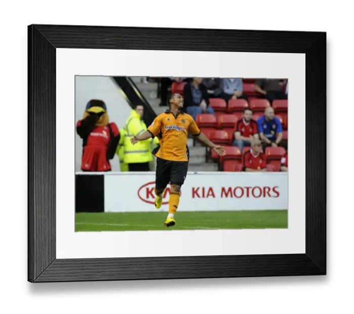 Framed Print : Ashley Hemmings Scores the Opener for Wolverhampton Wanderers in Walsall Friendly Framed Print : Ashley Hemmings Scores the Opener for Wolverhampton Wanderers in Walsall Friendly