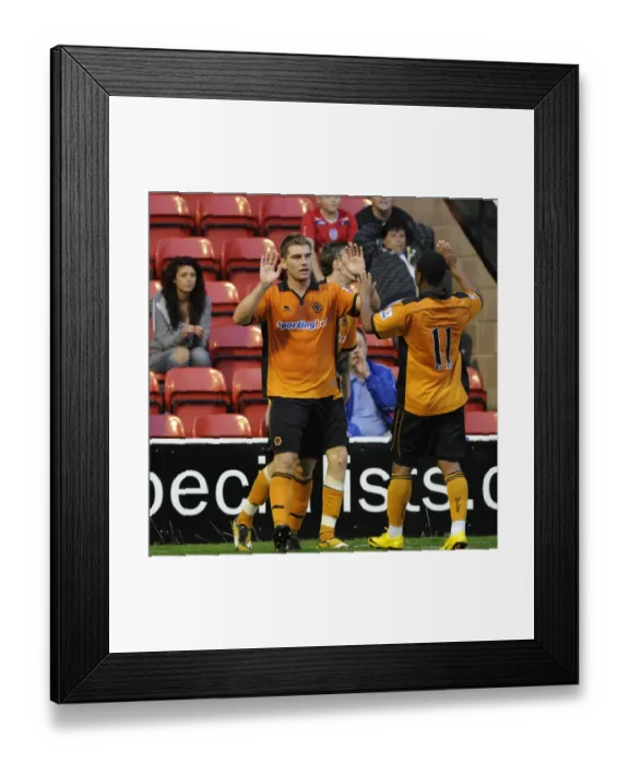 Framed Print : Sam Vokes Scores the Second Goal: Wolverhampton Wanderers Lead 2-0 against Walsall (Pre-Season Friendly) Framed Print : Sam Vokes Scores the Second Goal: Wolverhampton Wanderers Lead 2-0 against Walsall (Pre-Season Friendly)