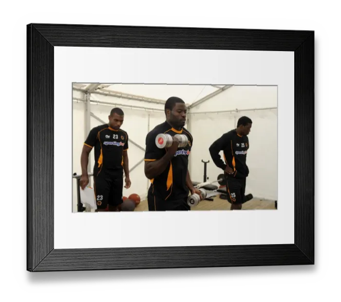 Framed Print : Wolverhampton Wanderers: George Elokobi at Pre-Season Weights Training in Ireland