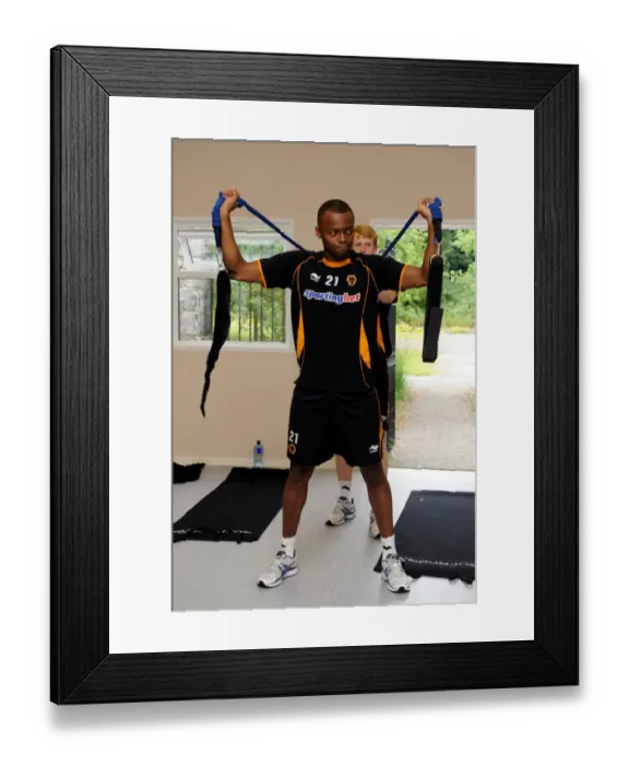 Framed Print : Wolverhampton Wanderers: Steven Mouyokolo at Pre-Season Weights Training in Ireland