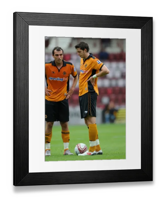 Framed Print : Wolverhampton Wanderers: Halford and Milijas Combine for Pre-Season Freekick Goal Against Heart of Midlothian (0-1)