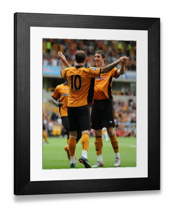 Framed Print : Wolverhampton Wanderers: Stephen Ward and Steven Fletcher Celebrate First Goal in Pre-Season Friendly against Athletic Bilbao