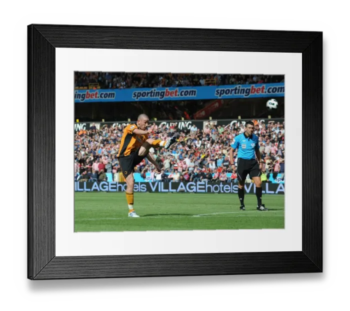 Framed Print : David Jones Scores the Opener: 1-0 Lead for Wolverhampton Wanderers vs Stoke City (Premier League)