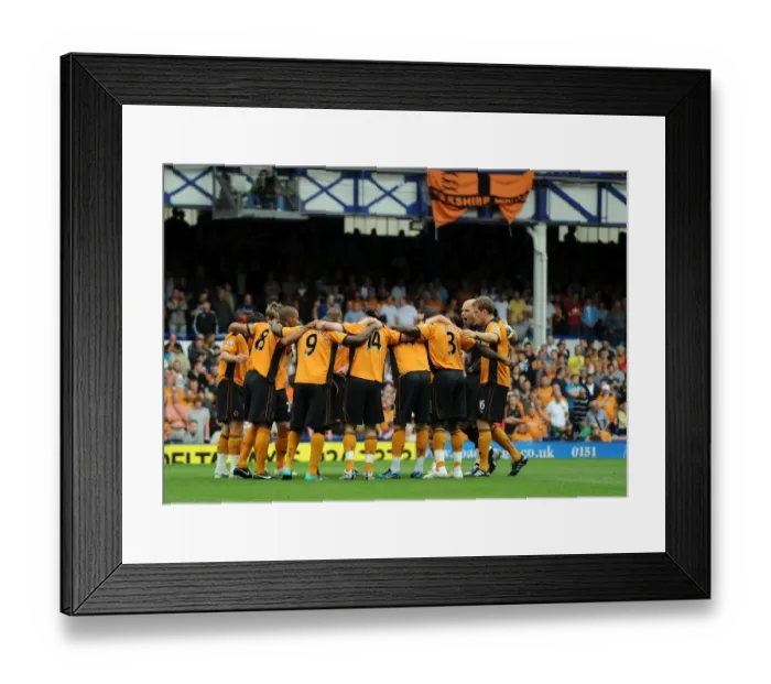 Framed Print : United in Focus: Wolverhampton Wanderers Huddle before Everton Clash, Barclays League Framed Print : United in Focus: Wolverhampton Wanderers Huddle before Everton Clash, Barclays League
