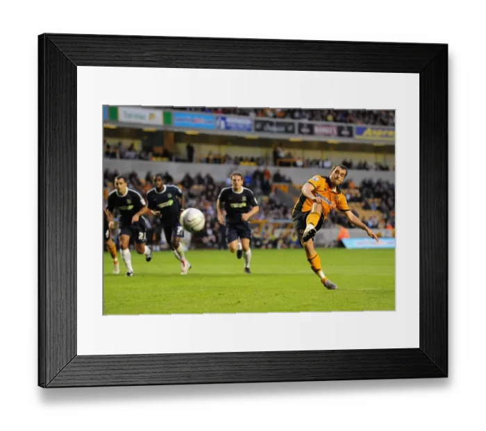 Framed Print : Nenad Milijas Scores the Penalty Kick Goal: Wolverhampton Wanderers Take 1-0 Lead in Carling Cup