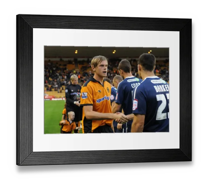 Framed Print : Stearman and Barker: A Moment of Sportsmanship Before the Carling Cup Clash - Wolverhampton Wanderers vs. Southend United Framed Print : Stearman and Barker: A Moment of Sportsmanship Before the Carling Cup Clash - Wolverhampton Wanderers vs. Southend United