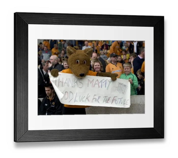 Framed Print : Wolverhampton Wanderers Wolfie Mascot Offers Support: Good Luck, Matt Murray!