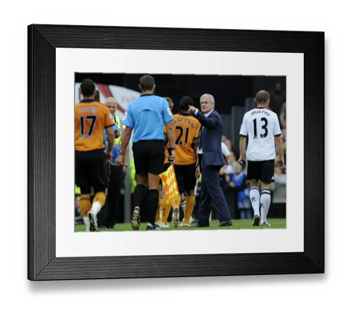 Framed Print : Half Time Controversy: Mark Hughes vs. Phil Dowd - Fulham vs. Wolverhampton Wanderers, Premier League Framed Print : Half Time Controversy: Mark Hughes vs. Phil Dowd - Fulham vs. Wolverhampton Wanderers, Premier League