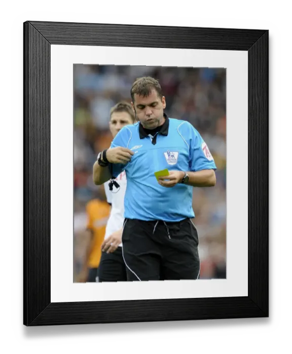 Framed Print : Wolverhampton Wanderers Yellow Card Onslaught: Refee Phil Dowd Issues Yet Another Yellow in Fulham vs. Wolves (Barclays Premier League)