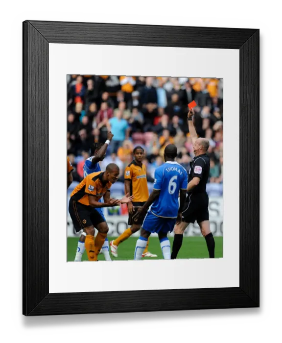 Framed Print : Wolverhampton Wanderers Karl Henry Red-Carded in Barclays Premier League Clash against Wigan Athletic Framed Print : Wolverhampton Wanderers Karl Henry Red-Carded in Barclays Premier League Clash against Wigan Athletic
