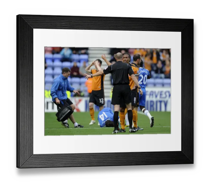 Framed Print : Wolverhampton Wanderers Karl Henry Receives Red Card vs. Wigan Athletic in Barclays Premier League