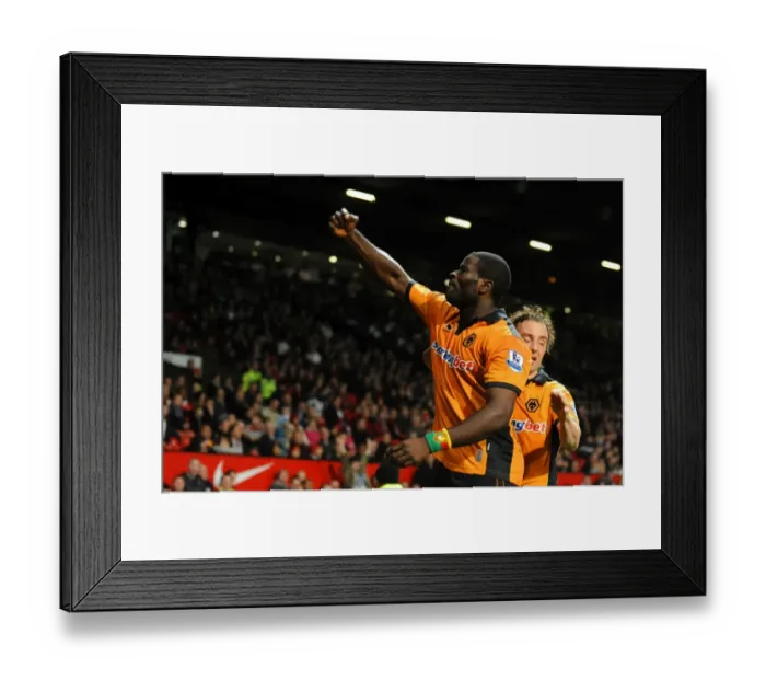 Framed Print : George Elokobi of Wolverhampton Wanderers celebrates after scoring to make it 1-1 Framed Print : George Elokobi of Wolverhampton Wanderers celebrates after scoring to make it 1-1
