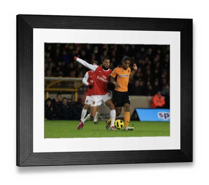 Framed Print : Clash of Titans: Chamakh vs. Mancienne - Wolverhampton Wanderers vs. Arsenal, Barclays Premier League Soccer