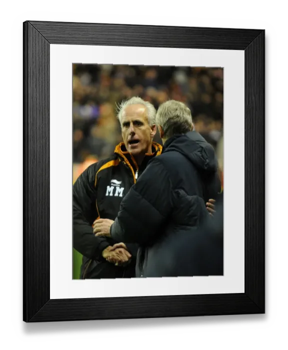 Framed Print : A Sportsman's Handshake: Mick McCarthy and Arsene Wenger Post-Match, Wolverhampton Wanderers vs. Arsenal, Barclays Premier League