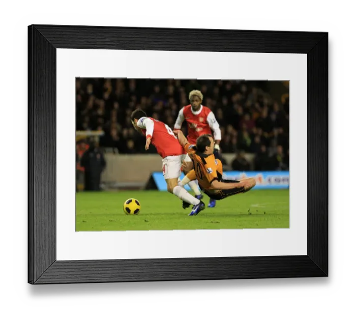 Framed Print : Intense Barclays Premier League Clash: Cesc Fabregas Fouls Nenad Milijas (Wolverhampton Wanderers vs. Arsenal) Framed Print : Intense Barclays Premier League Clash: Cesc Fabregas Fouls Nenad Milijas (Wolverhampton Wanderers vs. Arsenal)