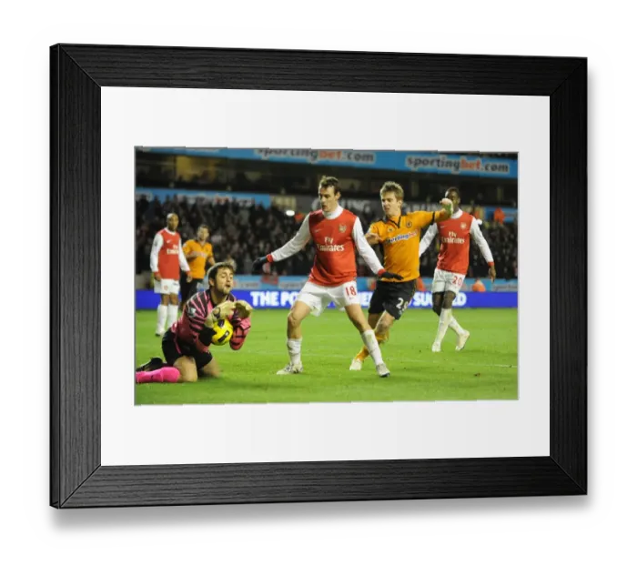 Framed Print : Premier League Showdown: Fabianski Saves at the Feet of Doyle - Wolverhampton Wanderers vs. Arsenal