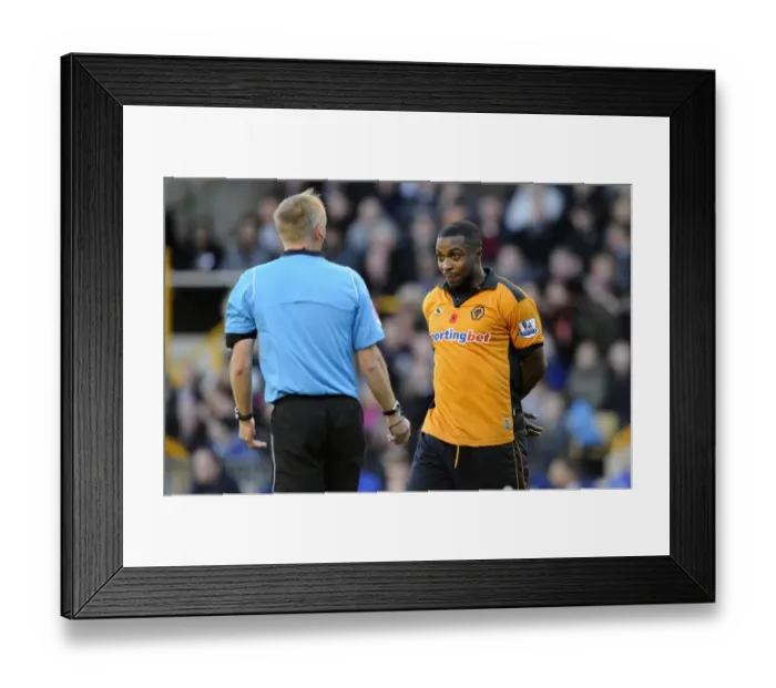 Framed Print : Intense Moment: Sylvan Ebanks-Blake Argues with Referee Phil Walton (Wolverhampton Wanderers vs Bolton Wanderers, Premier League Soccer) Framed Print : Intense Moment: Sylvan Ebanks-Blake Argues with Referee Phil Walton (Wolverhampton Wanderers vs Bolton Wanderers, Premier League Soccer)