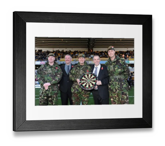 Framed Print : Phil Taylor Honors Armed Forces at Molineux: A Unique Football-Darts Crossover - Wolverhampton Wanderers vs Bolton Wanderers Framed Print : Phil Taylor Honors Armed Forces at Molineux: A Unique Football-Darts Crossover - Wolverhampton Wanderers vs Bolton Wanderers