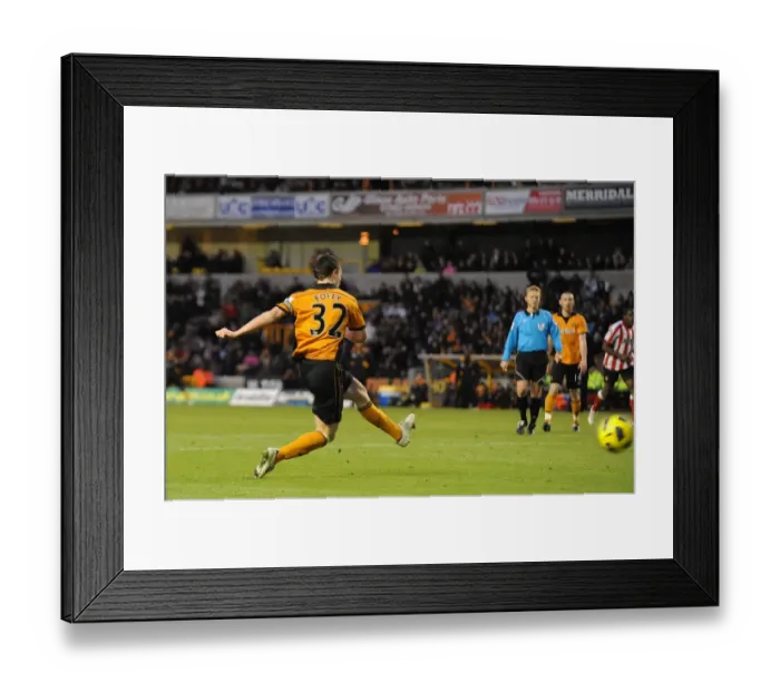 Framed Print : Wolverhampton Wanderers Kevin Foley Scores the Opener Against Sunderland in Premier League Framed Print : Wolverhampton Wanderers Kevin Foley Scores the Opener Against Sunderland in Premier League