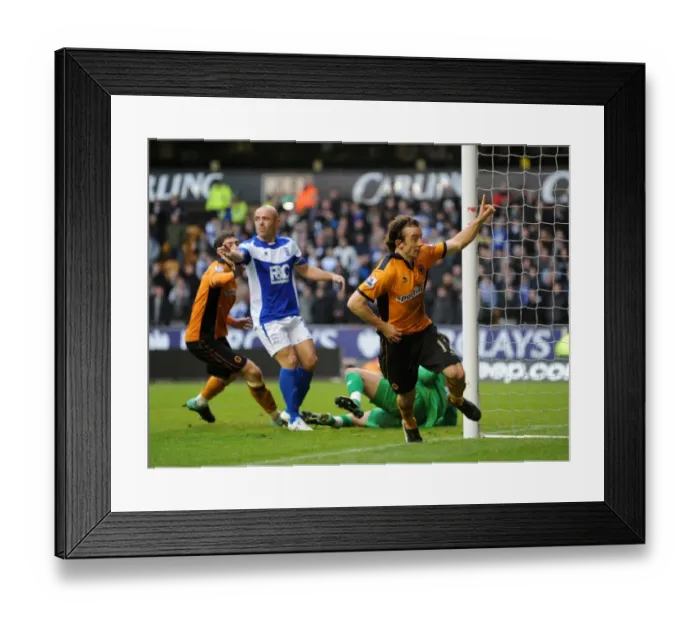 Framed Print : Stephen Hunt Scores First Goal for Wolverhampton Wanderers: 1-0 Lead Against Birmingham City in Premier League