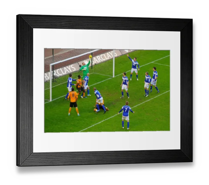 Framed Print : Milijas's Header Thwarted by Foster: Wolverhampton Wanderers vs Birmingham City (Premier League Soccer)