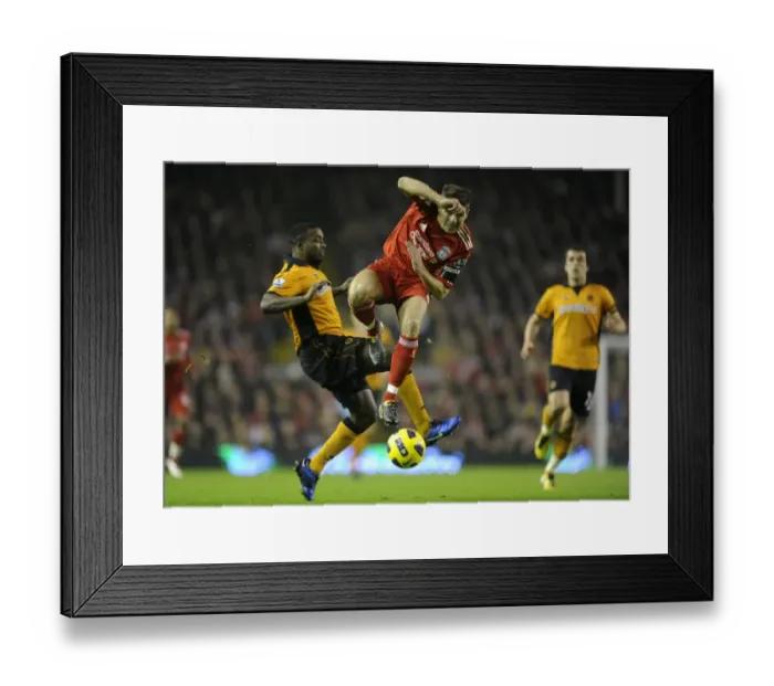 Framed Print : Steven Gerrard vs. Sylvan Ebanks-Blake: A Premier League Face-Off - Liverpool vs. Wolverhampton Wanderers Framed Print : Steven Gerrard vs. Sylvan Ebanks-Blake: A Premier League Face-Off - Liverpool vs. Wolverhampton Wanderers