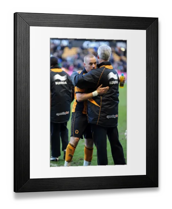 Framed Print : Mick McCarthy Comforts Jamie O'Hara: A Heartfelt Moment of Consolation in Wolverhampton Wanderers Barclays Premier League Match Against Blackpool Framed Print : Mick McCarthy Comforts Jamie O'Hara: A Heartfelt Moment of Consolation in Wolverhampton Wanderers Barclays Premier League Match Against Blackpool
