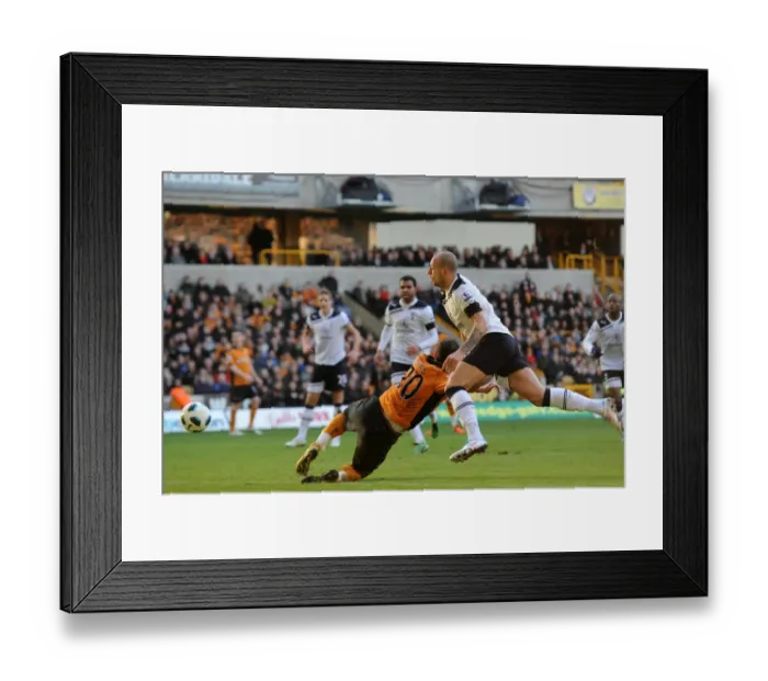 Framed Print : Penalty Called: Nenad Milijas Fouled by Alan Hutton in Wolverhampton Wanderers vs. Tottenham Hotspur Framed Print : Penalty Called: Nenad Milijas Fouled by Alan Hutton in Wolverhampton Wanderers vs. Tottenham Hotspur