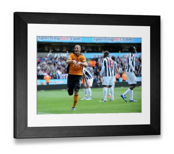 Framed Print : Wolverhampton Wanderers 2-0 West Bromwich Albion: Thrilling Guedioura Goal and Euphoric Celebration (BPL)