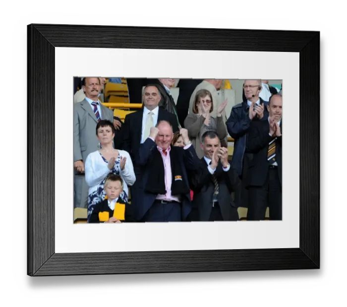Framed Print : Steve Morgan's Triumphant Celebration: Wolves Chairman Rejoices in Barclays Premier League Victory over West Bromwich Albion Framed Print : Steve Morgan's Triumphant Celebration: Wolves Chairman Rejoices in Barclays Premier League Victory over West Bromwich Albion