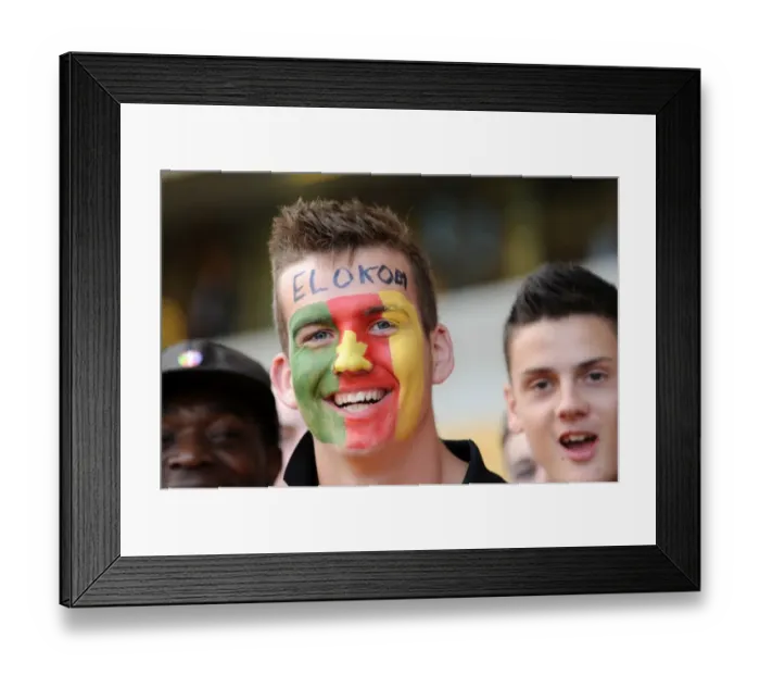 Framed Print : Wolverhampton Wanderers Fan Honors George Elokobi with Flag at Wolves vs. Blackburn Rovers, Premier League Framed Print : Wolverhampton Wanderers Fan Honors George Elokobi with Flag at Wolves vs. Blackburn Rovers, Premier League