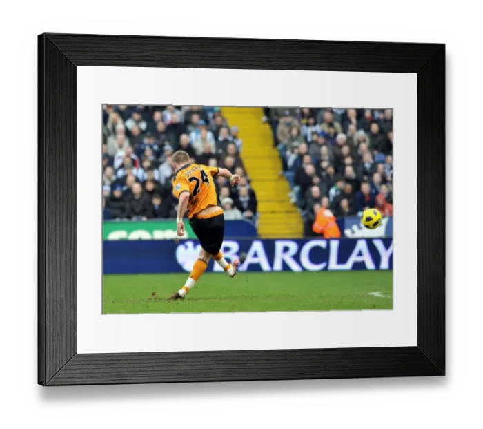 Framed Print : Jamie O'Hara's Stunner: Wolverhampton Wanderers Take 0-1 Lead Over West Bromwich Albion with Free Kick Goal