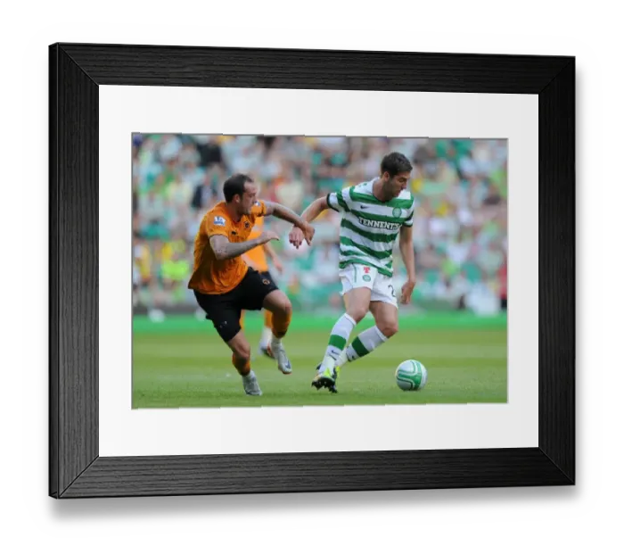 Framed Print : Clash of Titans: Steven Fletcher vs. Charlie Mulgrew - Celtic vs. Wolverhampton Wanderers Pre-Season Showdown