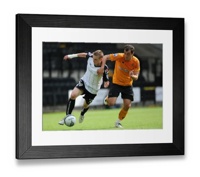 Framed Print : Milijas vs. Hughes: A Pre-Season Battle - Notts County vs. Wolverhampton Wanderers Framed Print : Milijas vs. Hughes: A Pre-Season Battle - Notts County vs. Wolverhampton Wanderers