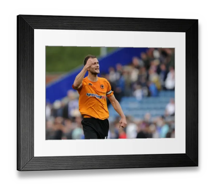 Framed Print : Wolverhampton Wanderers: Roger Johnson's Euphoric Full-Time Celebration vs. Blackburn Rovers (Premier League Soccer) Framed Print : Wolverhampton Wanderers: Roger Johnson's Euphoric Full-Time Celebration vs. Blackburn Rovers (Premier League Soccer)