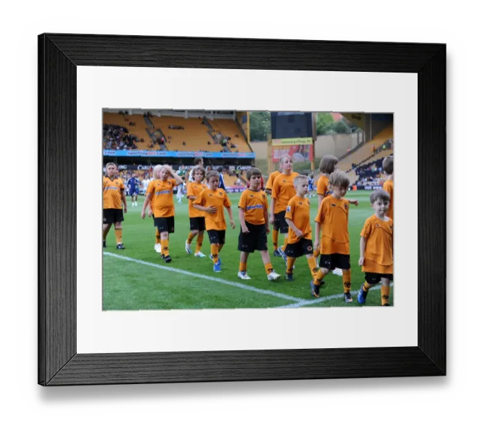 Framed Print : Wolverhampton Wanderers Matchday Mascots: Pre-Game Training - Wolves vs. Real Zaragoza