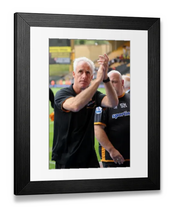 Framed Print : Mick McCarthy: Wolverhampton Wanderers Triumphant Manager Celebrates Full-Time Victory Against Fulham in Barclays Premier League