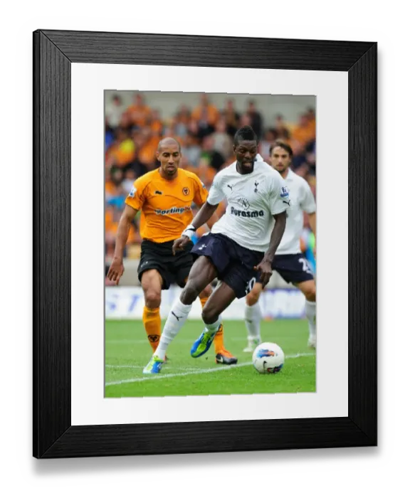 Framed Print : Wolverhampton Wanderers vs. Tottenham Hotspur: Adebayor Faces Off Against Wolves Defense