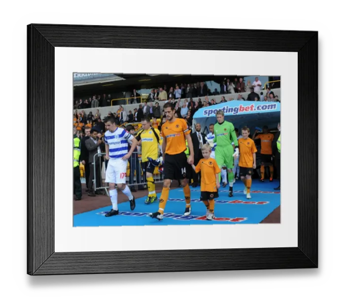 Framed Print : Thrilling Mascot Showdown: Wolves vs QPR - Premier League Battle of the Mascots
